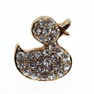 Women's Gold Plated Rhinestone Duck Pin